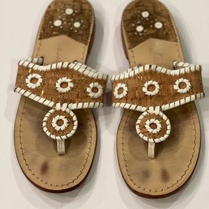 Jack Rogers Jacks Sandals cork band with white piping size 7